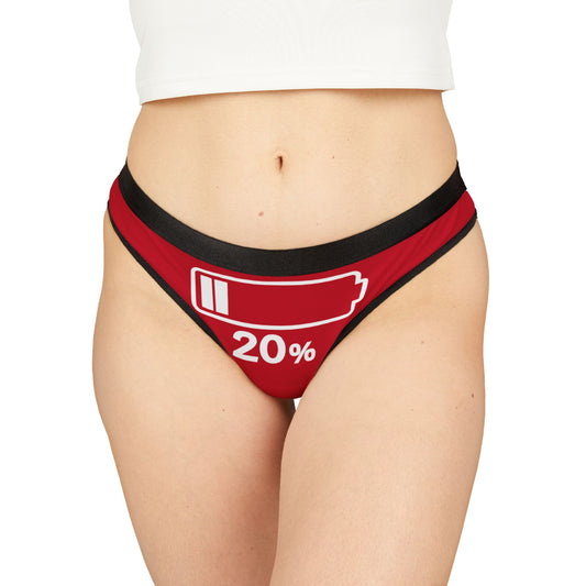 Battery Life Women's Thongs - Fun and Comfy Underwear, Perfect Gift for Her, Cute Sleepwear, Loungewear, Valentine's Day, Birthday